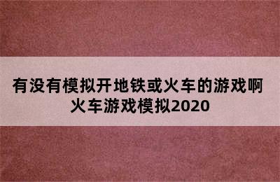 有没有模拟开地铁或火车的游戏啊 火车游戏模拟2020